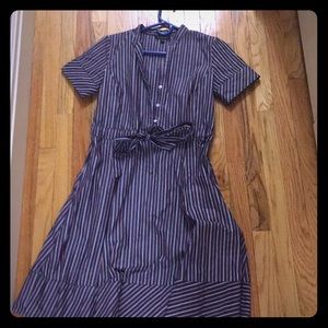 Brooks Brothers Cotton A-Line Madras Striped Dress